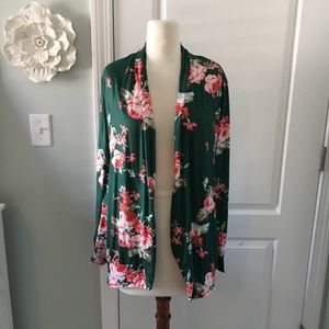 Green Floral Wrap/Kimono/Cardigan